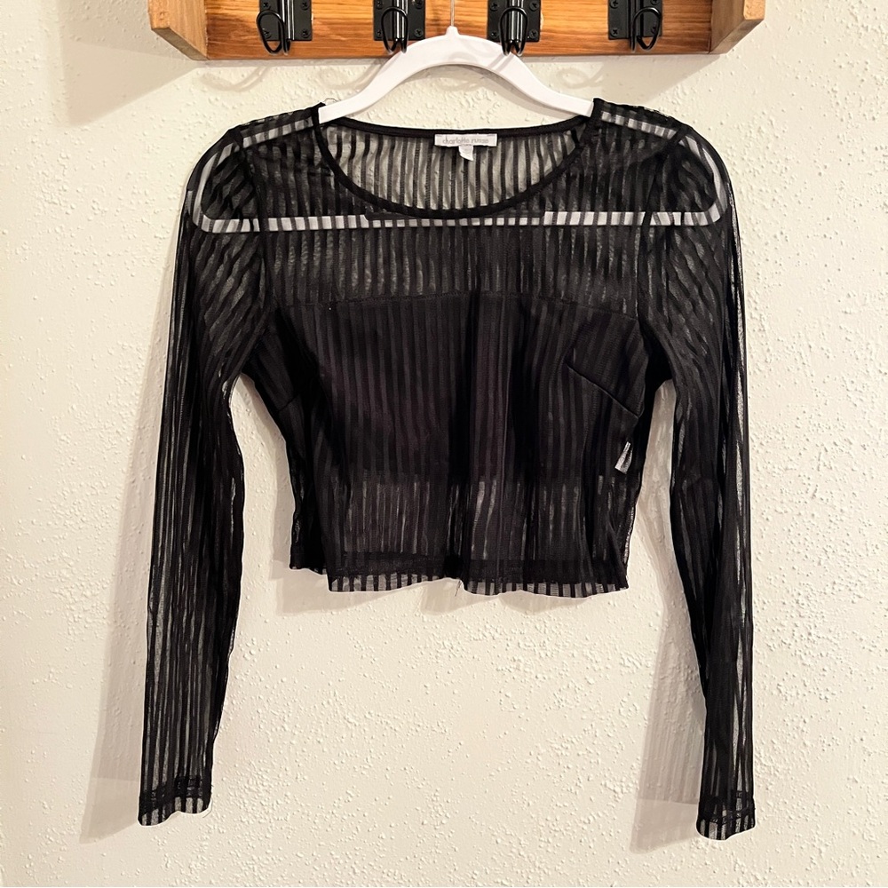 Charlotte Russe Black Sheer Striped Blouse